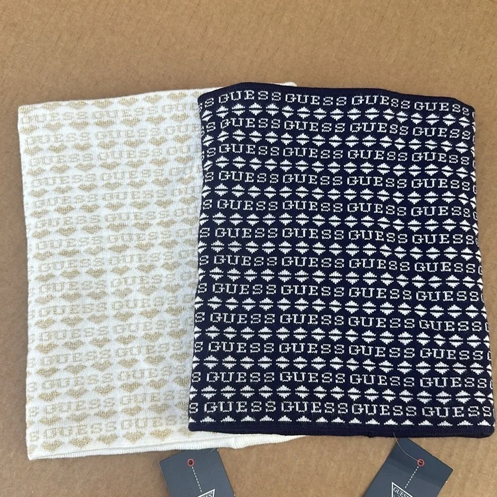 New Guess Blue and White Patterned Scarf